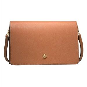 Tory Burch York Combo Leather Crossbody Bag in Luggage